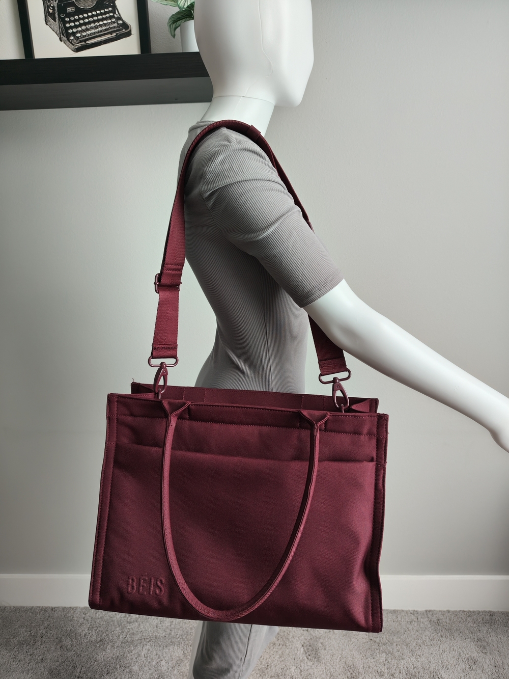 BEIS Book Tote Burgundy Everyday Tote Bag